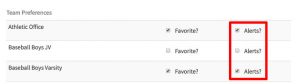 BigTeams Favorites Alerts