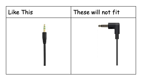 side by side of headphone cords; one straight, one L-shaped
