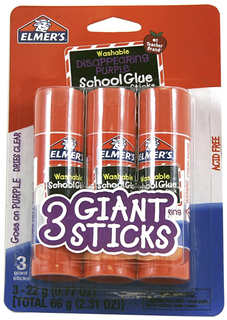 3-pack Elmer's School Glue Sticks, purple disappearing