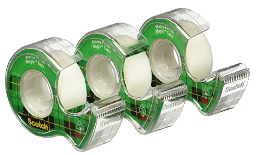 3 rolls Scotch tape with built in cutter