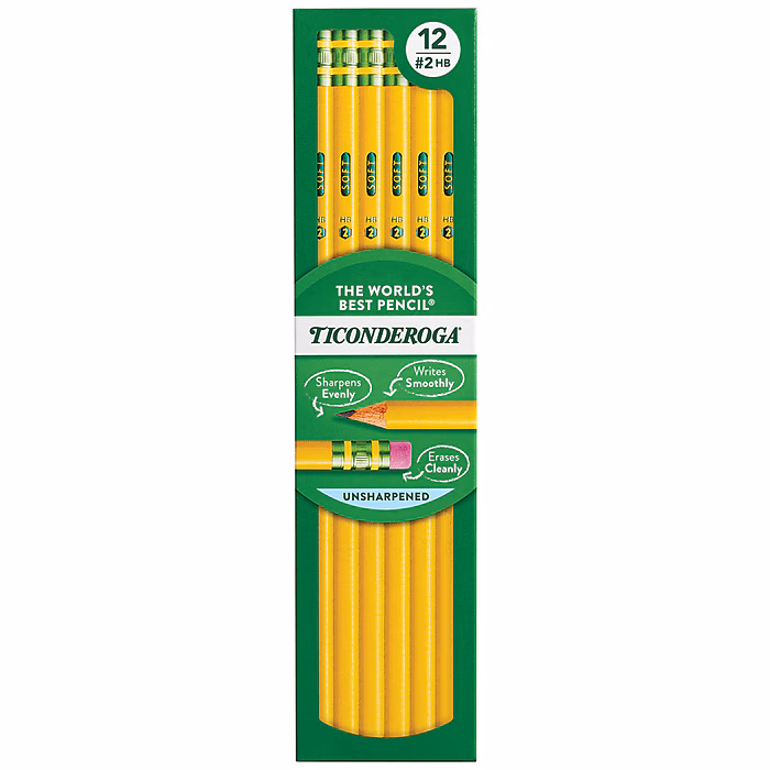 12 count pack Ticonderoga number 2 pencils