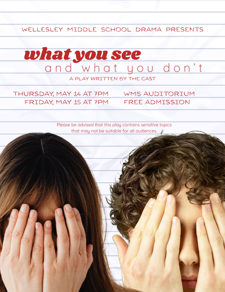 poster for wms spring show, What you see and what you don't. Thurs, May 13 and Fri, May 14 at 7pm.