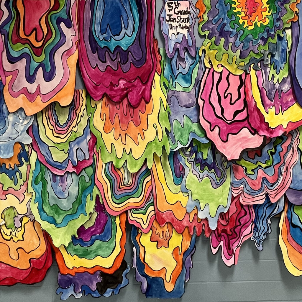 Drip Painting Mural by Grade 5 students