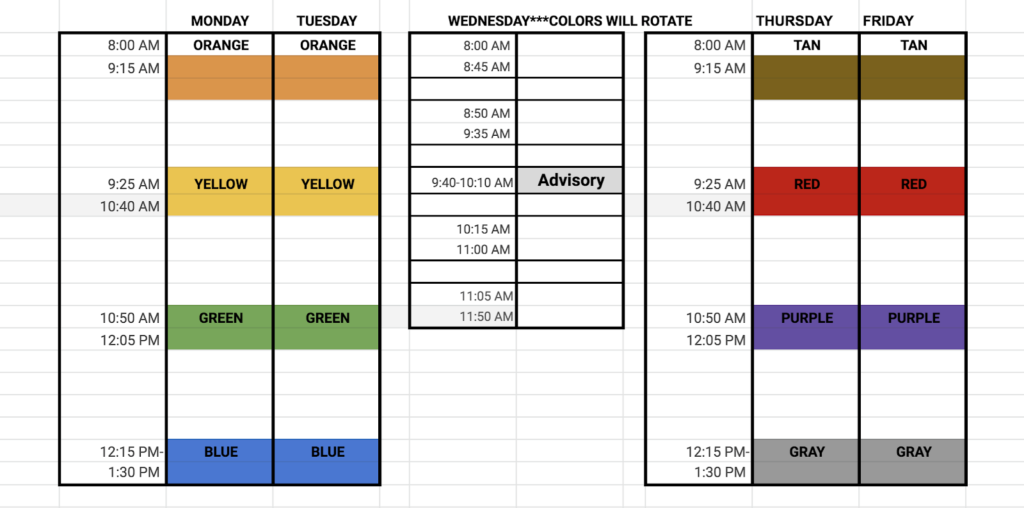 Weekly Schedule Return to School Guide
