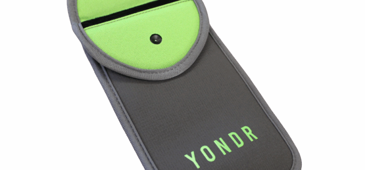 Green and gray Yondr pouch