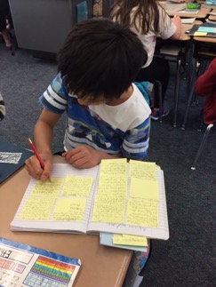 Writing notes to prepare for book club in Grade 4