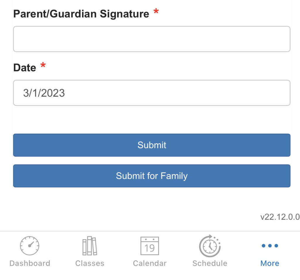 5. Complete the forms by filling out all required fields, typing your signature/date, and clicking “Submit”