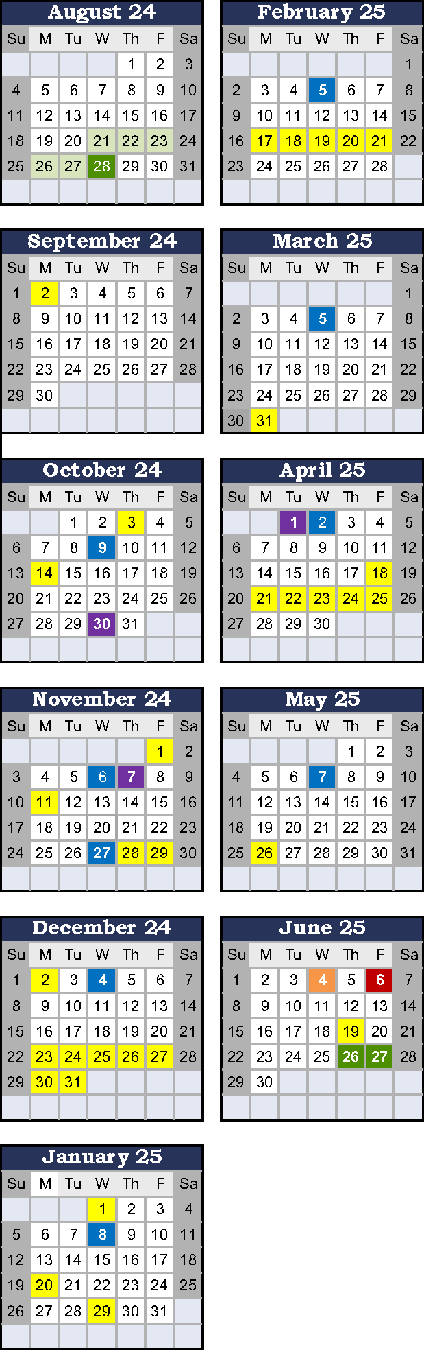Academic Calendar 202425 Wellesley Public Schools