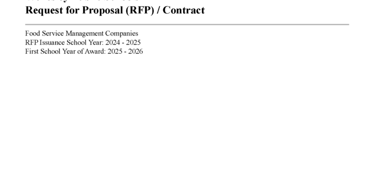 Wellesley Public Schools RFP for Food Service Management