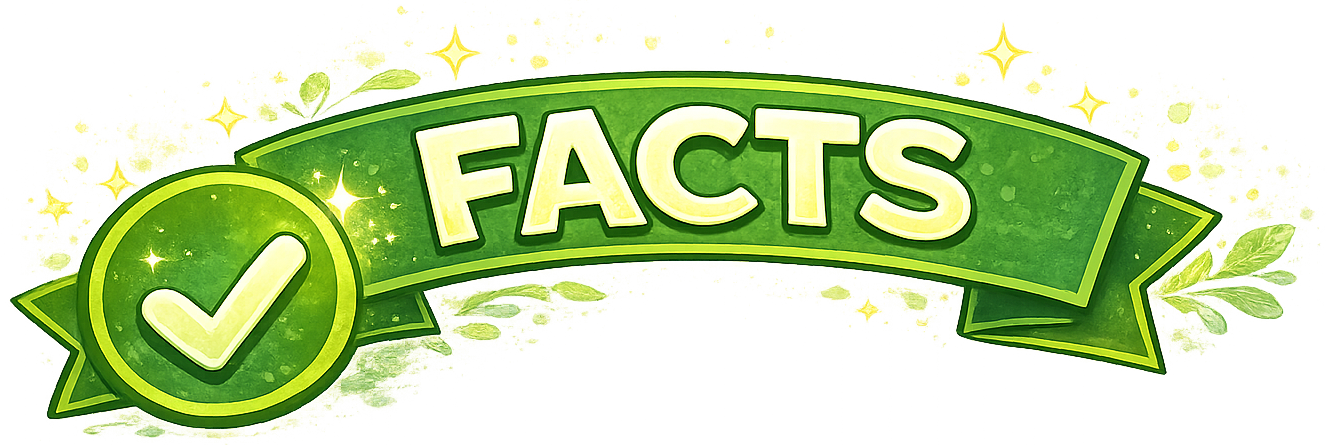 A green ribbon banner with the word "Facts" and a green checkmark
